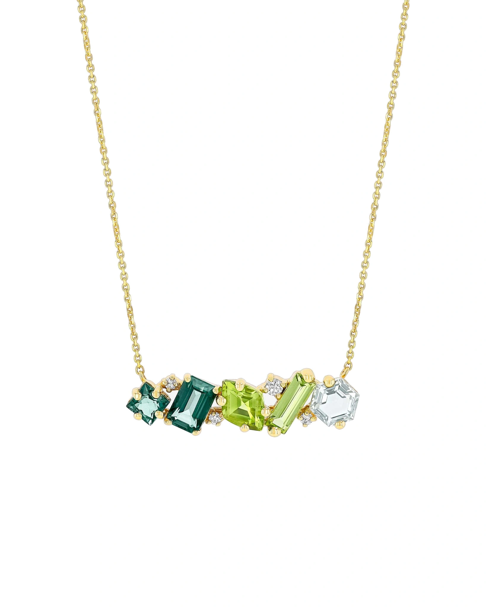Suzanne Kalan Nadima Blend Green Ombre Bar Pendant in 14K Yellow Gold Suzanne Kalan Nadima Blend Green Ombre Bar Pendant in 14K Yellow Gold | Fine Necklaces | Coveti