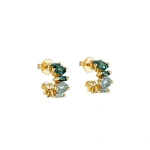 Suzanne Kalan Nadima Blend Green Ombre Mini Hoops in 14K Yellow Gold | Fine Earrings | Coveti