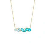 Suzanne Kalan Nadima Blend Light Blue Ombre Bar Pendant in 14K Yellow Gold | Fine Necklaces | Coveti