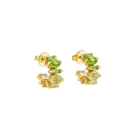 Suzanne Kalan Nadima Blend Light Green Ombre Mini Hoops in 14K Yellow Gold | Fine Earrings | Coveti