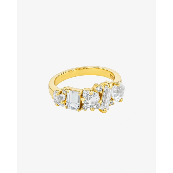 Suzanne Kalan Nadima Blend Ring in 14K White Gold, White Topaz | Fine Rings | Coveti