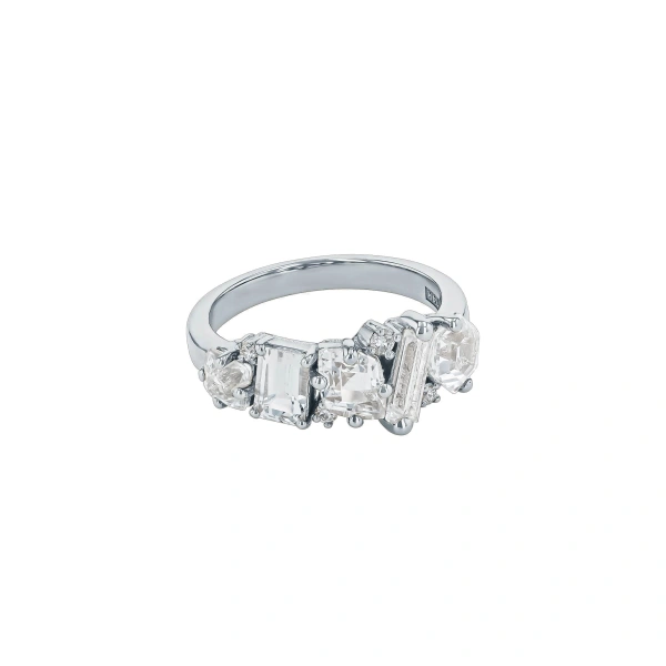 Suzanne Kalan Nadima Blend Ring in 14K White Gold, White Topaz | Fine Rings | Coveti