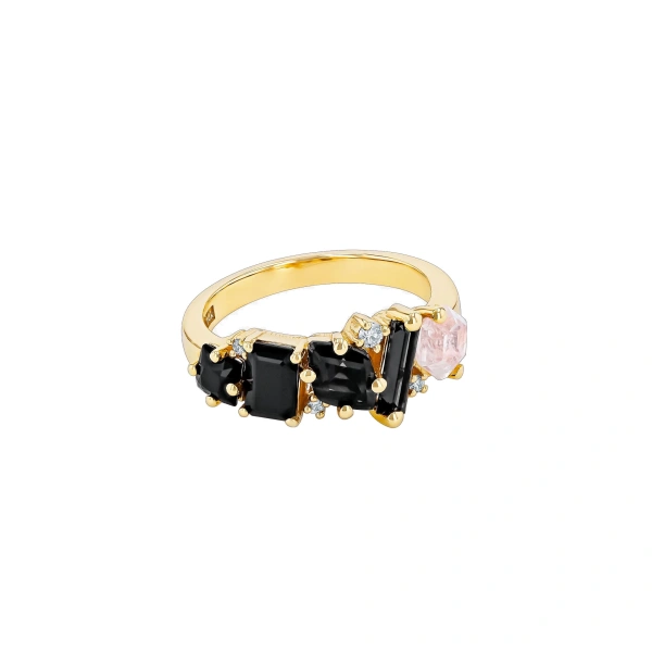 Nadima Blend Ring in 14K Yellow Gold, Black Ombre
