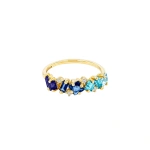Suzanne Kalan Nadima Blue Ombre Half Band in 14K Yellow Gold | Fine Rings | Coveti