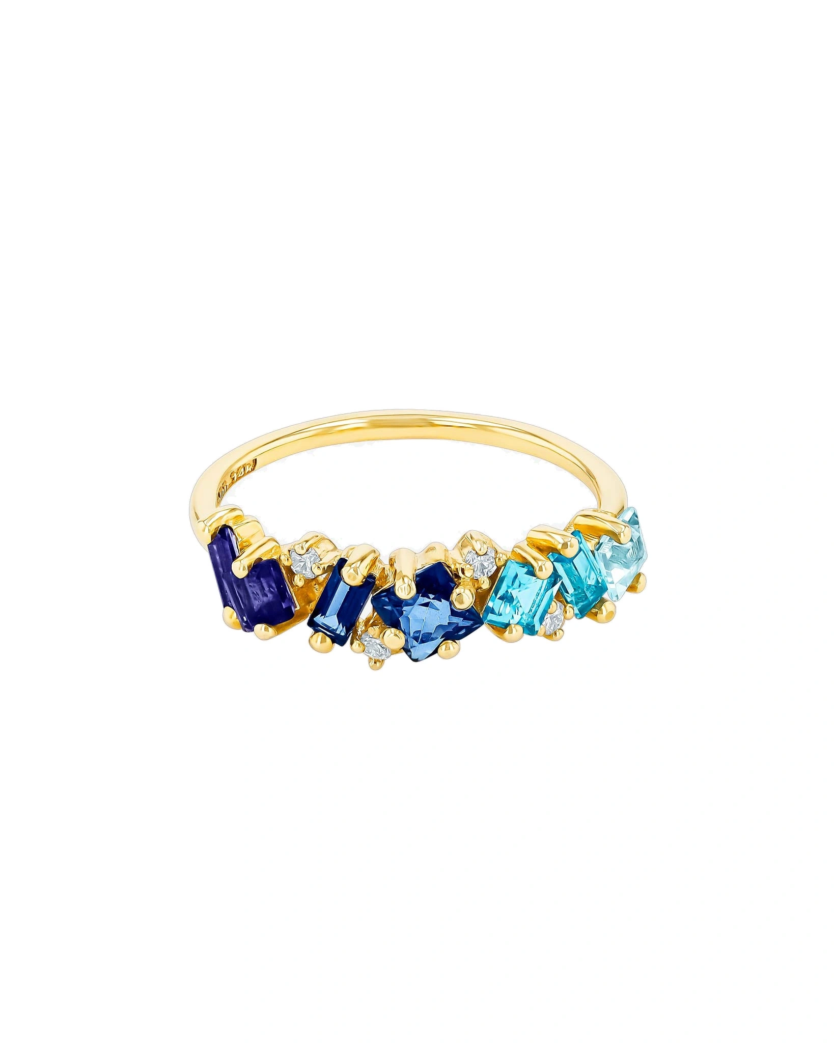 Suzanne Kalan Nadima Blue Ombre Half Band in 14K Yellow Gold Suzanne Kalan Nadima Blue Ombre Half Band in 14K Yellow Gold | Fine Rings | Coveti