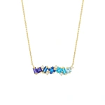 Suzanne Kalan Nadima Blue Ombre Milli Bar Pendant in 14K Yellow Gold | Fine Necklaces | Coveti