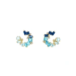 Suzanne Kalan Nadima Blue Ombre Mini Spiral Hoops in 14K Yellow Gold | Fine Earrings | Coveti