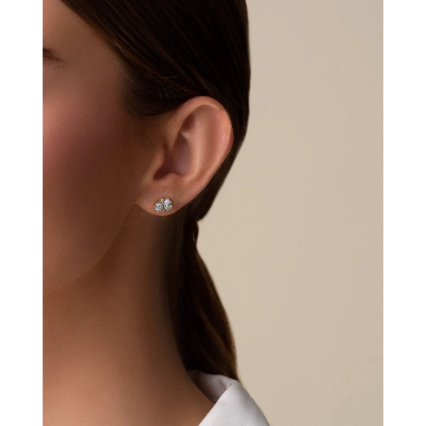 Suzanne Kalan Nadima Blue Topaz Cluster Studs in 14K Yellow Gold | Fine Earrings | Coveti