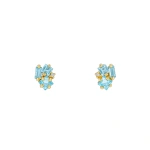 Suzanne Kalan Nadima Blue Topaz Cluster Studs in 14K Yellow Gold | Fine Earrings | Coveti
