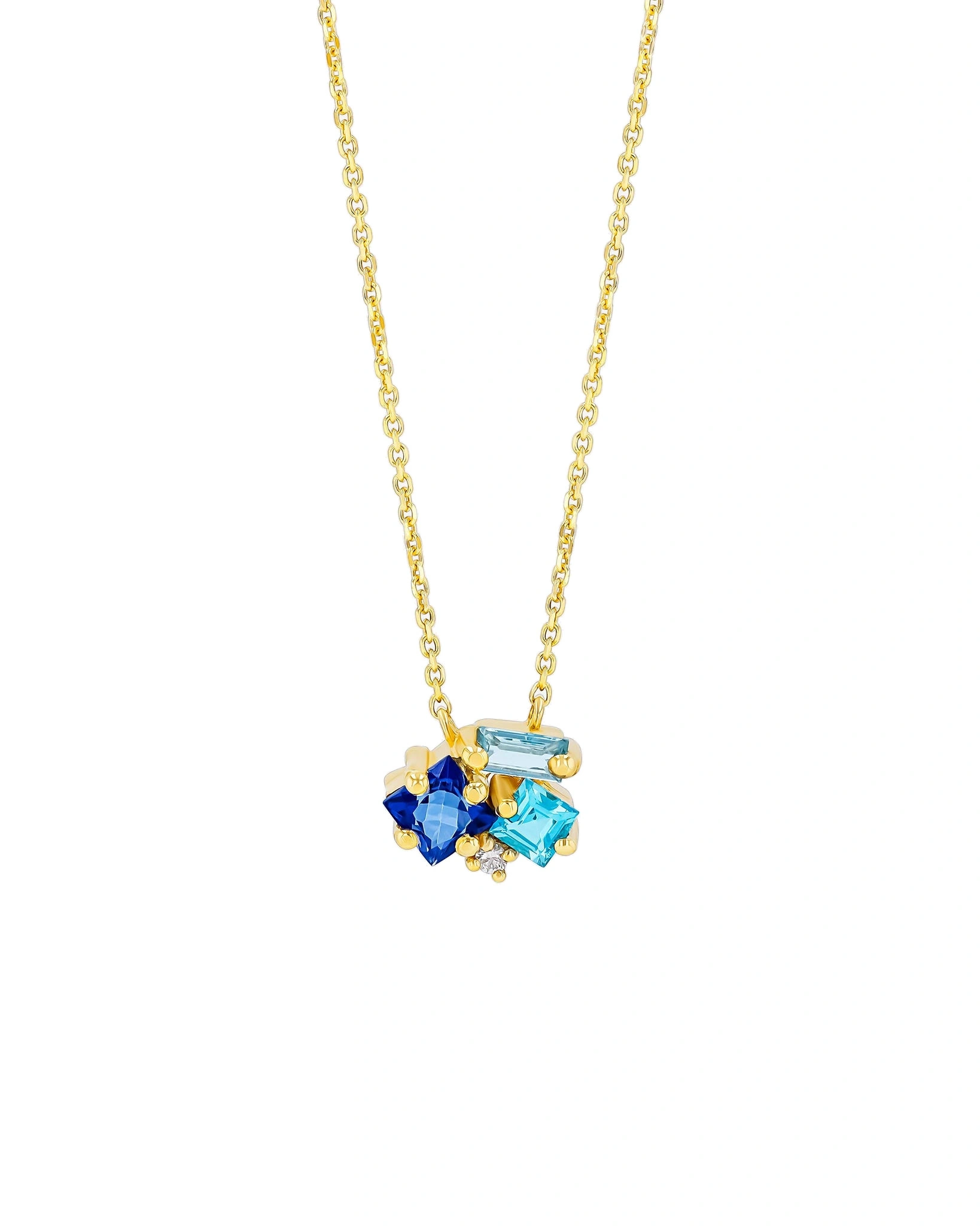 Suzanne Kalan Nadima Cluster Pendant in 14K Yellow Gold, Blue Mix Suzanne Kalan Nadima Cluster Pendant in 14K Yellow Gold, Blue Mix | Fine Necklaces | Coveti
