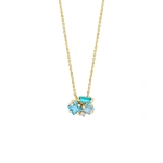 Suzanne Kalan Nadima Cluster Pendant in 14K Yellow Gold, Light Blue Mix | Fine Necklaces | Coveti