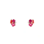 Suzanne Kalan Nadima Cluster Studs in 14K Rose Gold, Red Mix | Fine Earrings | Coveti