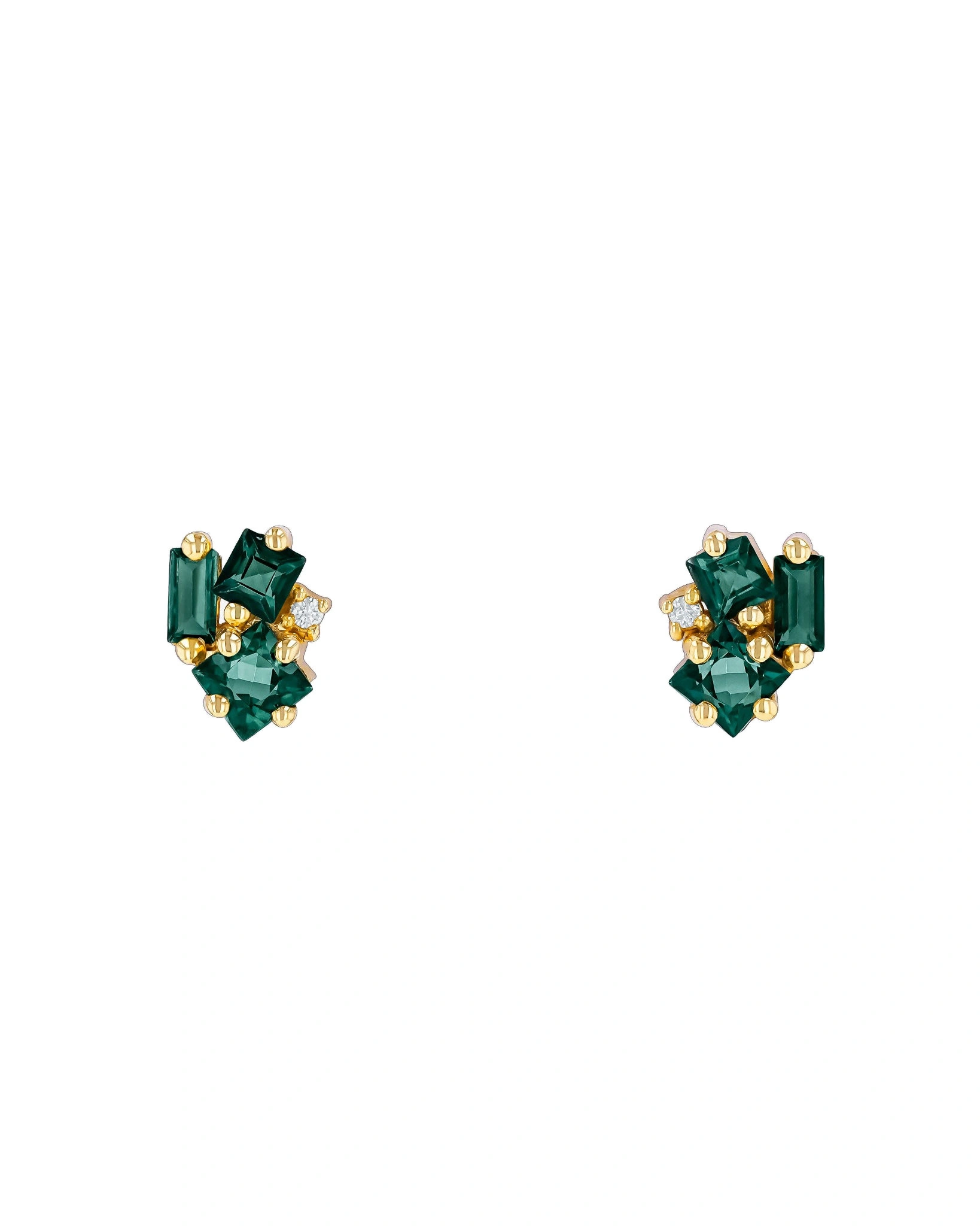 Suzanne Kalan Nadima Cluster Studs in 14K Yellow Gold, Green Envy Topaz Suzanne Kalan Nadima Cluster Studs in 14K Yellow Gold, Green Envy Topaz | Fine Earrings | Coveti