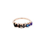 Suzanne Kalan Nadima Dark Blue Ombre Half Band in 14K Rose Gold | Fine Rings | Coveti