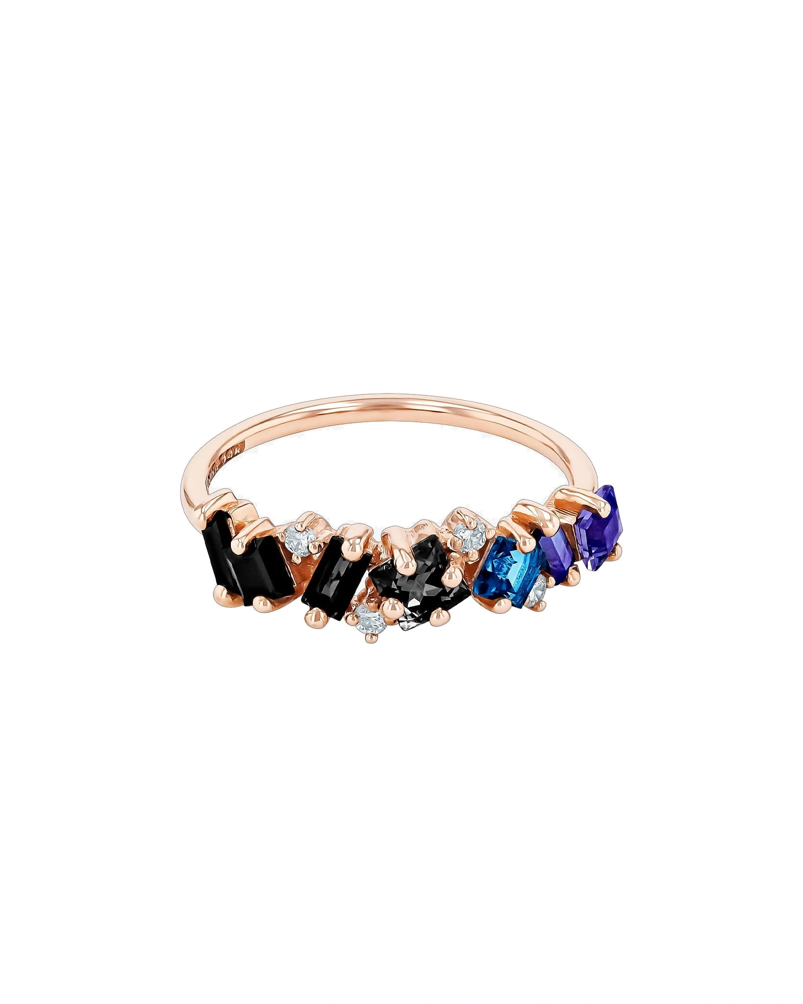 Suzanne Kalan Nadima Dark Blue Ombre Half Band in 14K Rose Gold Suzanne Kalan Nadima Dark Blue Ombre Half Band in 14K Rose Gold | Fine Rings | Coveti