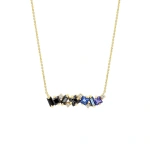 Suzanne Kalan Nadima Dark Blue Ombre Milli Bar Pendant in 14K Yellow Gold | Fine Necklaces | Coveti