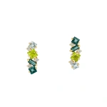 Suzanne Kalan Nadima Green Ombre Bar Studs in 14K Yellow Gold | Fine Earrings | Coveti