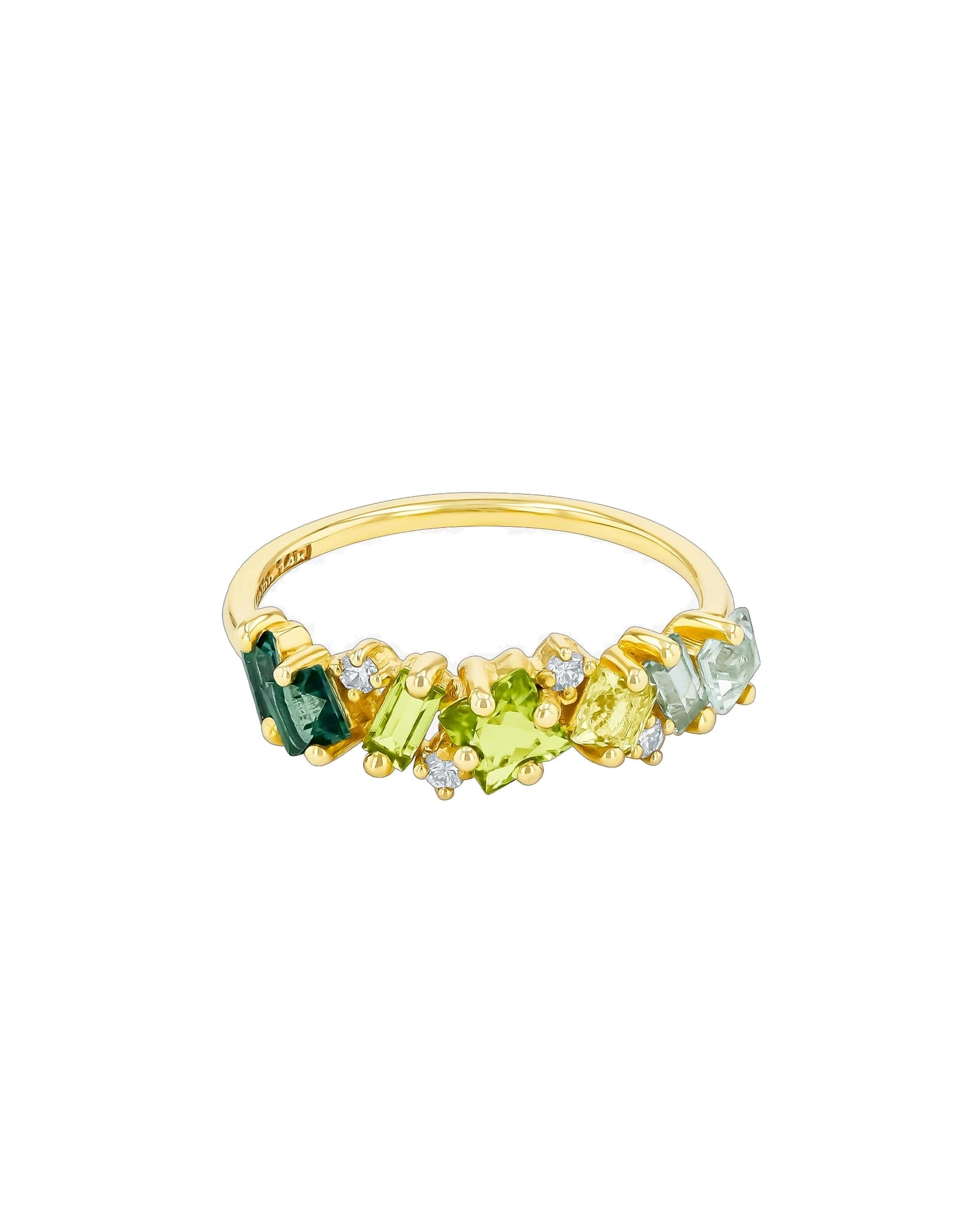 Suzanne Kalan Nadima Green Ombre Half Band in 14K Yellow Gold Suzanne Kalan Nadima Green Ombre Half Band in 14K Yellow Gold | Fine Rings | Coveti