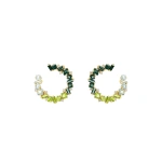 Suzanne Kalan Nadima Green Ombre Midi Spiral Hoops in 14K Yellow Gold | Fine Earrings | Coveti