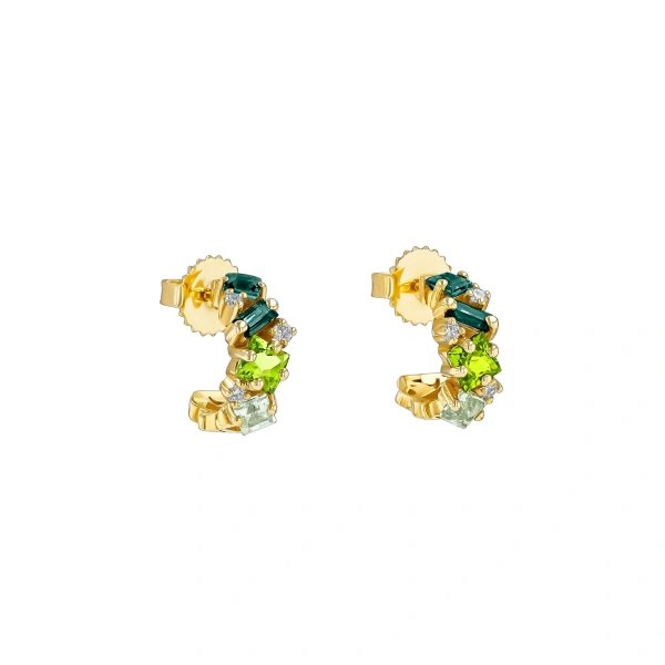 Nadima Green Ombre Mini Hoops in 14K Yellow Gold