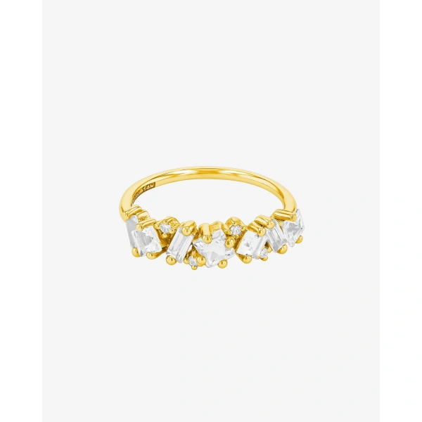 Suzanne Kalan Nadima Half Band Ring in 14K White Gold, White Topaz | Fine Rings | Coveti