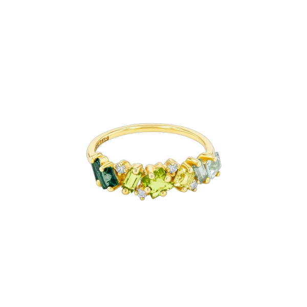 Suzanne Kalan Nadima Half Band Ring in 14K Yellow Gold, Green Ombre | Fine Rings | Coveti