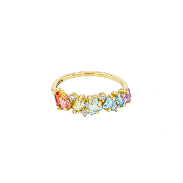 Suzanne Kalan Nadima Half Band Ring in 14K Yellow Gold, Pastel | Fine Rings | Coveti