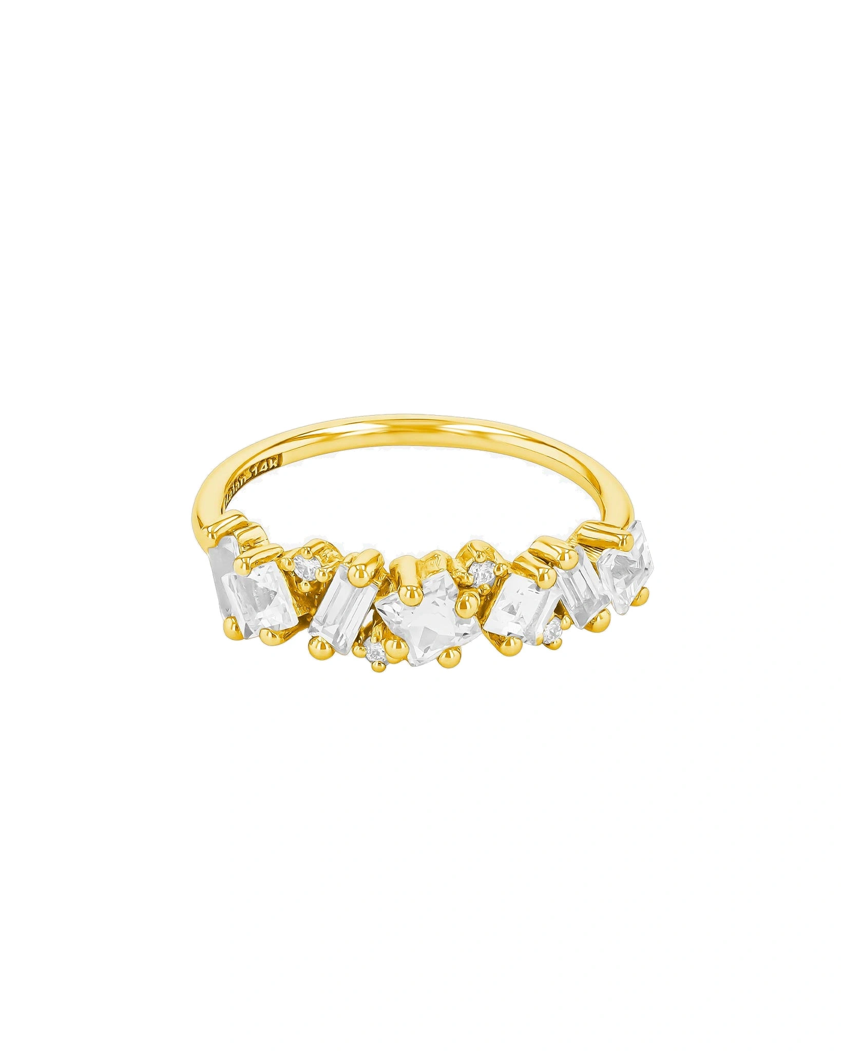 Suzanne Kalan Nadima Half Band Ring in 14K Yellow Gold, White Topaz Suzanne Kalan Nadima Half Band Ring in 14K Yellow Gold, White Topaz | Fine Rings | Coveti