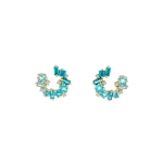 Suzanne Kalan Nadima Light Blue Ombre Mini Spiral Hoops in 14K Yellow Gold | Fine Earrings | Coveti