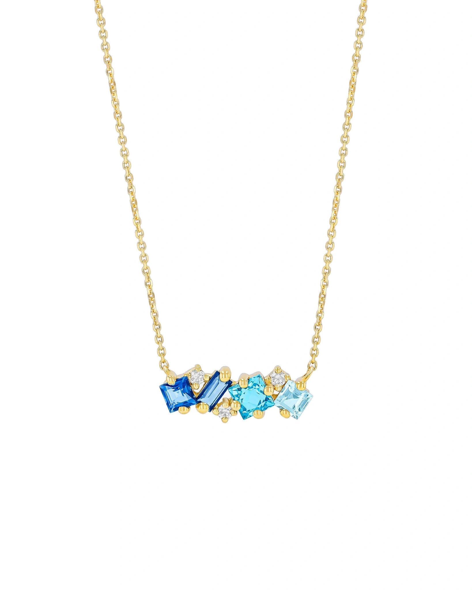 Suzanne Kalan Nadima Midi Bar Pendant in 14K Yellow Gold, Blue Ombre Suzanne Kalan Nadima Midi Bar Pendant in 14K Yellow Gold, Blue Ombre | Fine Necklaces | Coveti