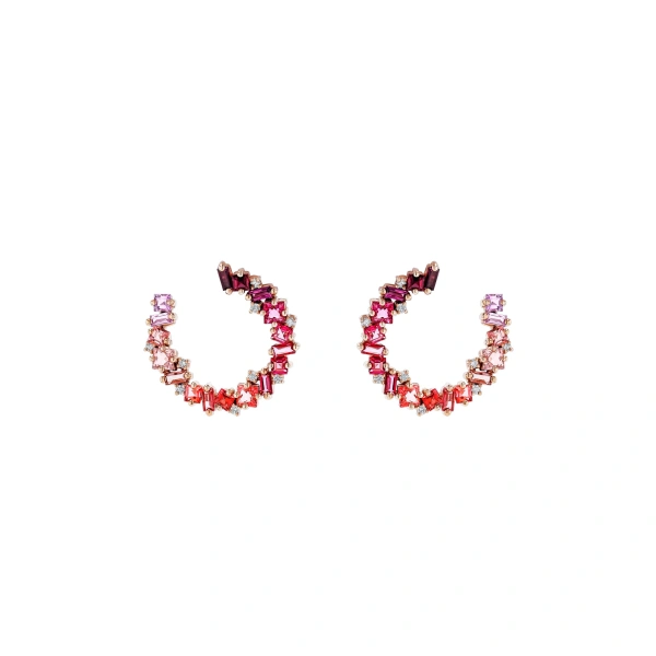 Nadima Midi Spiral Hoops in 14K Rose Gold, Red Ombre
