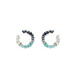 Suzanne Kalan Nadima Midi Spiral Hoops in 14K Yellow Gold, Blue Ombre | Fine Earrings | Coveti