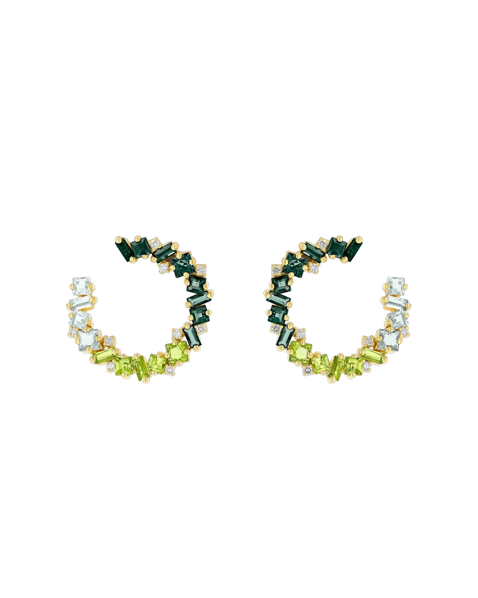 Suzanne Kalan Nadima Midi Spiral Hoops in 14K Yellow Gold, Green Ombre Suzanne Kalan Nadima Midi Spiral Hoops in 14K Yellow Gold, Green Ombre | Fine Earrings | Coveti