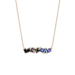 Suzanne Kalan Nadima Milli Bar Pendant in 14K Rose Gold, Dark Blue Ombre | Fine Necklaces | Coveti