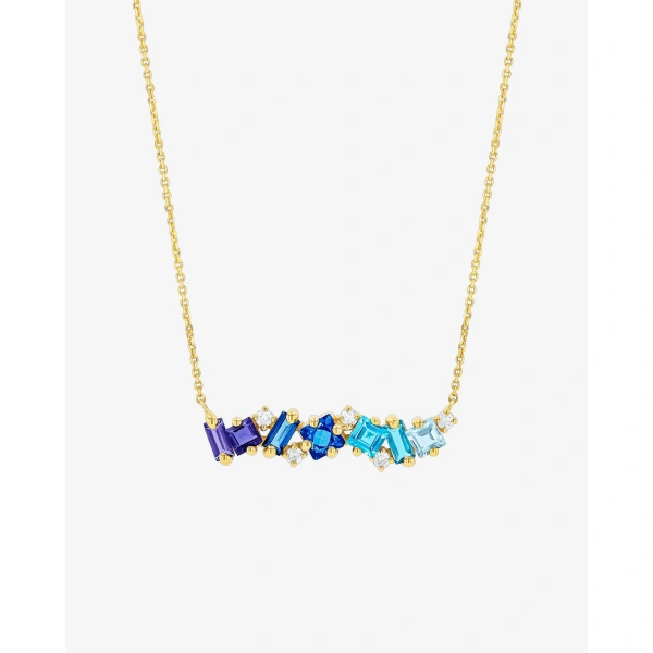 Suzanne Kalan Nadima Milli Bar Pendant in 14K Yellow Gold, Green Ombre | Fine Necklaces | Coveti