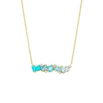Suzanne Kalan Nadima Milli Bar Pendant in 14K Yellow Gold, Light Blue Ombre | Fine Necklaces | Coveti