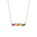Suzanne Kalan Nadima Milli Bar Pendant in 14K Yellow Gold, Rainbow | Fine Necklaces | Coveti
