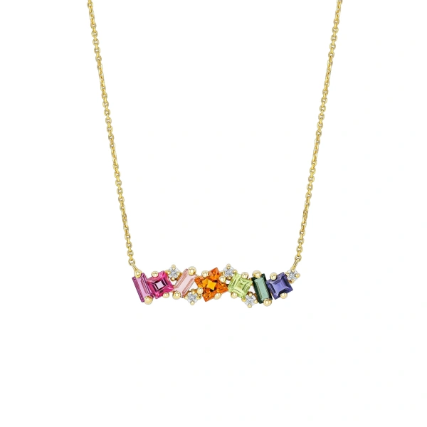 Nadima Milli Bar Pendant in 14K Yellow Gold, Rainbow