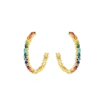 Suzanne Kalan Nadima Milli Hoops in 14K Yellow Gold, Rainbow | Fine Earrings | Coveti