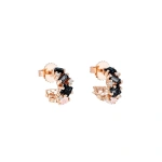 Suzanne Kalan Nadima Mini Hoops in 14K Rose Gold, Black Ombre | Fine Earrings | Coveti