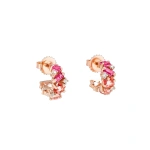 Suzanne Kalan Nadima Mini Hoops in 14K Rose Gold, Pink Ombre | Fine Earrings | Coveti