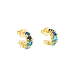 Suzanne Kalan Nadima Mini Hoops in 14K Yellow Gold, Blue Ombre | Fine Earrings | Coveti