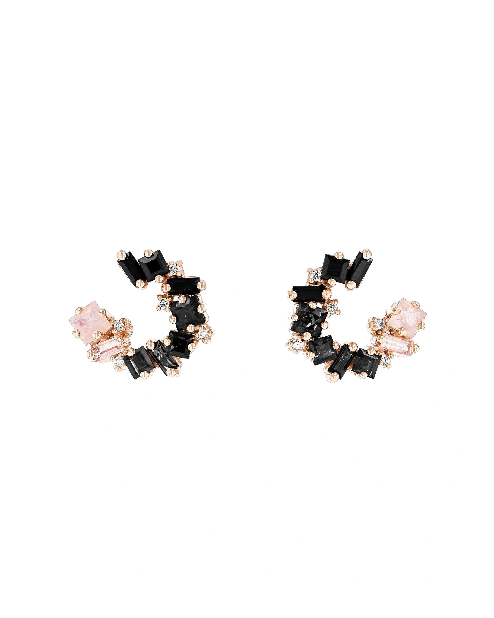 Suzanne Kalan Nadima Mini Spiral Hoops in 14K Rose Gold, Black Ombre Suzanne Kalan Nadima Mini Spiral Hoops in 14K Rose Gold, Black Ombre | Fine Earrings | Coveti
