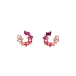 Suzanne Kalan Nadima Mini Spiral Hoops in 14K Rose Gold, Red Ombre | Fine Earrings | Coveti