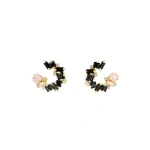 Suzanne Kalan Nadima Mini Spiral Hoops in 14K Yellow Gold, Black Ombre | Fine Earrings | Coveti