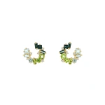 Suzanne Kalan Nadima Mini Spiral Hoops in 14K Yellow Gold, Green Ombre | Fine Earrings | Coveti