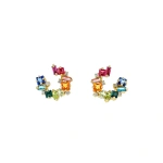 Suzanne Kalan Nadima Mini Spiral Hoops in 14K Yellow Gold, Rainbow | Fine Earrings | Coveti