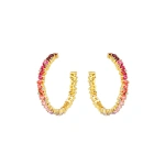 Suzanne Kalan Nadima Pink Ombre Milli Hoops in 14K Yellow Gold | Fine Earrings | Coveti