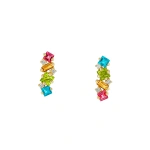 Suzanne Kalan Nadima Rainbow Bar Studs in 14K Yellow Gold | Fine Earrings | Coveti
