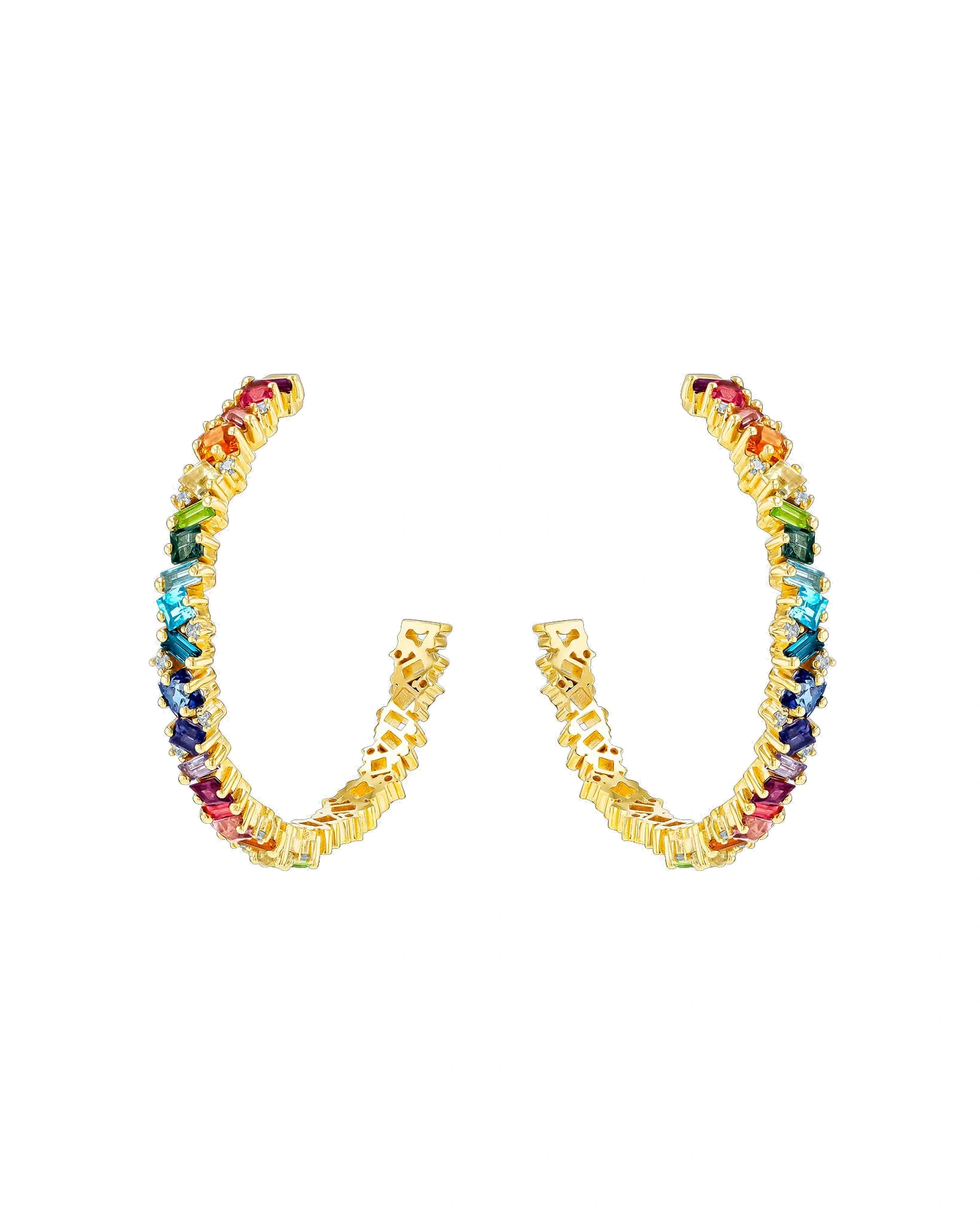 Suzanne Kalan Nadima Rainbow Milli Hoops in 14K Yellow Gold Suzanne Kalan Nadima Rainbow Milli Hoops in 14K Yellow Gold | Fine Earrings | Coveti